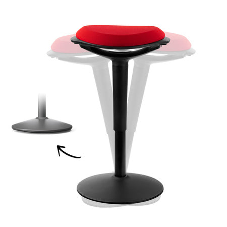 Regulowany ergonomiczny hoker Zippy balansujący w kolorze czarno-czerwonym