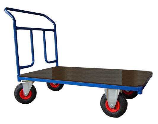Wózek platformowy z poręczą przykręcana o wymiarach 1000x600 mm, ładowność 250 kg